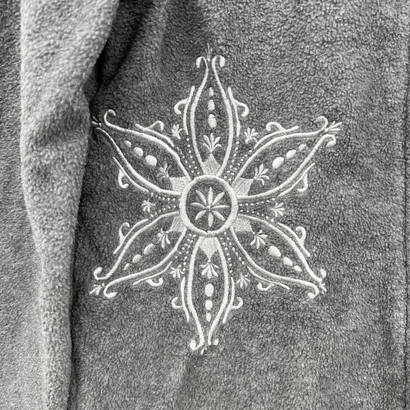 Croft & Barrow Fleece Full Zip Snowflake Embroidered Christmas Jacket Medium - Picture 3 of 8